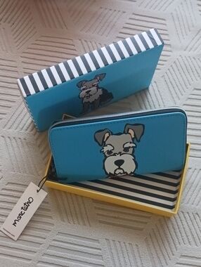 Marc Tetro Blue Dog Zip Wallet for Pets Lovers